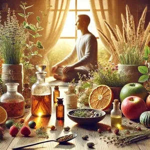 Naturopathie et bien-être : approche holistique avec des plantes médicinales, huiles essentielles et alimentation naturelle pour soutenir la santé et l'équilibre du corps.